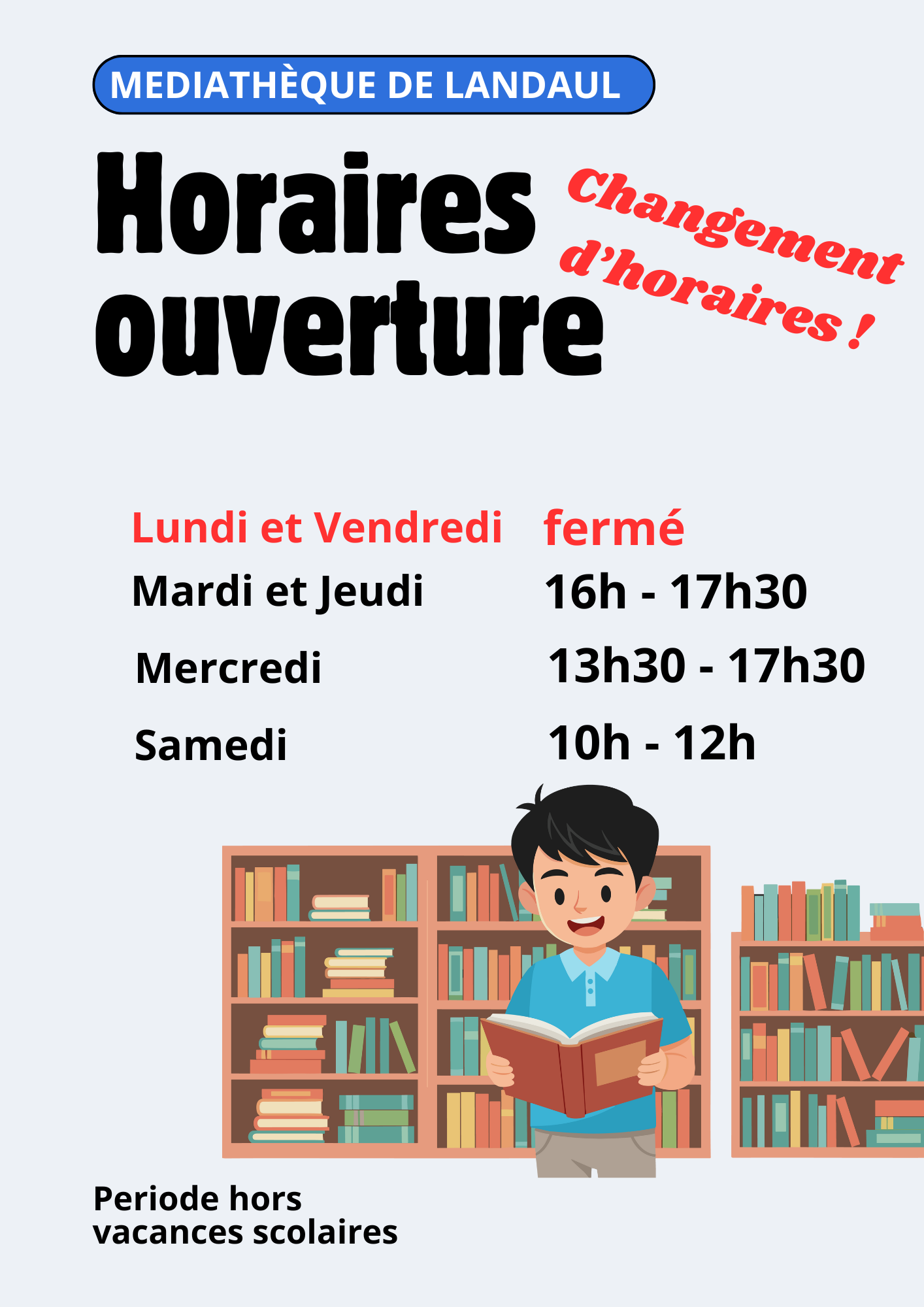 Image for Changement ouverture médiathèque