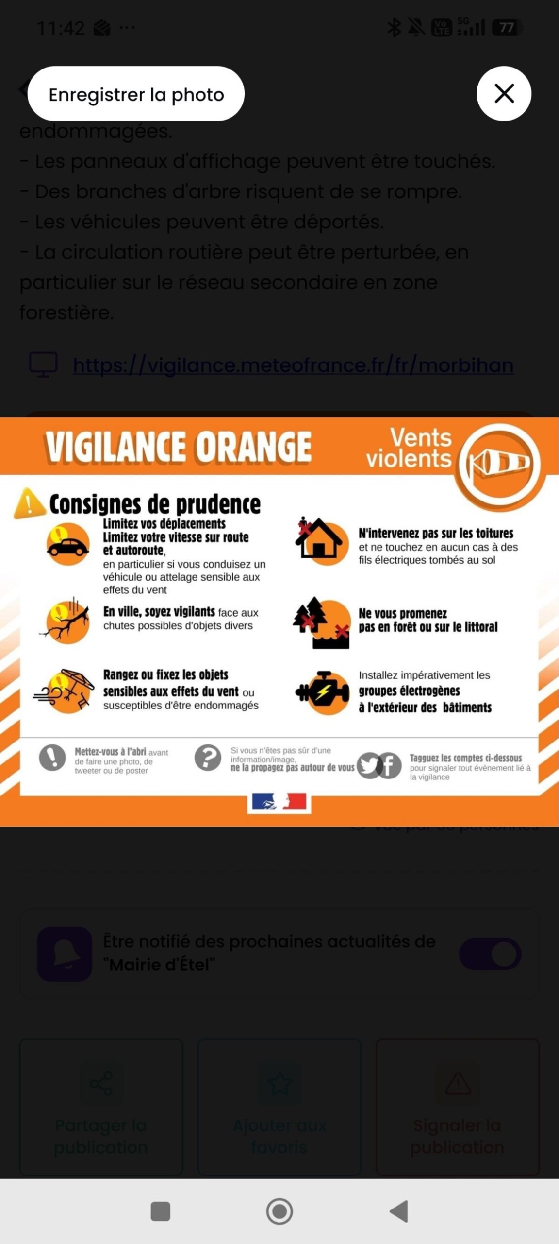 Image for 🟠⚠️ AVIS DE VIGILANCE ORANGE VENT VIOLENT